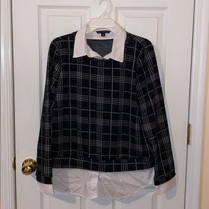 Button down & sweater combo top
